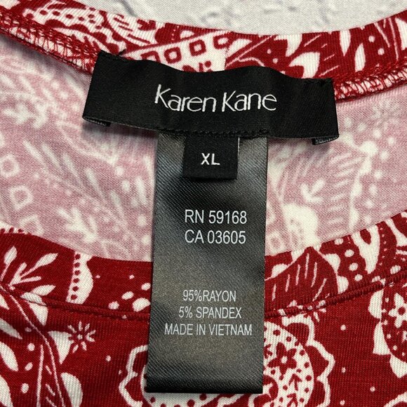 Karen Kane Red Paisley Print Blouse Wide Sleeve (XL) - Picture 2 of 4